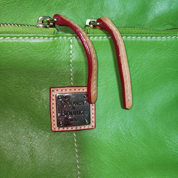 DOONEY BOURKE EUC GREEN LEATHER DILLON DOUBLE POCKET SATCHEL BAG - Picture 3 of 11